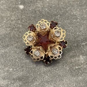 Vintage Glass Star Rhinestone Gold Scatter Pin Brooch